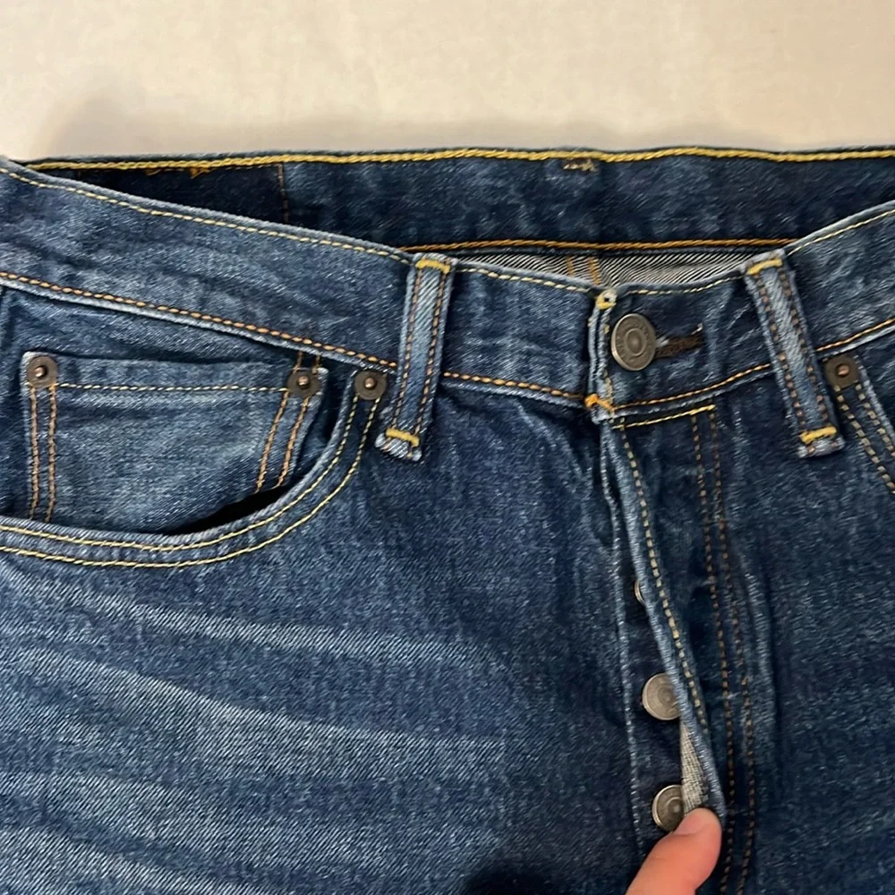 LEVI’S 501 DARKWASH STRAIGHT LEG BUTTON FLY COTTON JEANS SIZE 30x29